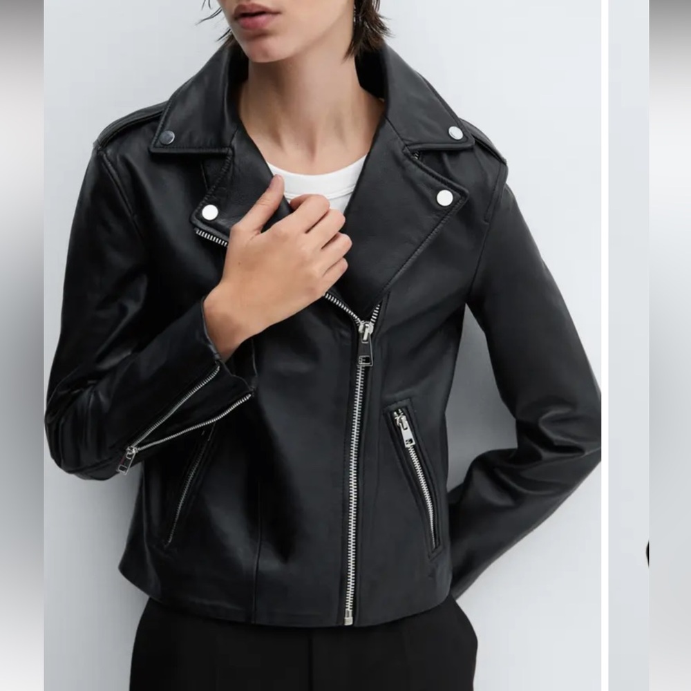 Mango leather biker jacket unisex SZ L